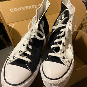Converse Men 8 Women 10 High Top Two-Tone Sneakers in Black & White NIB